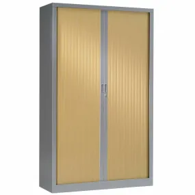 Armoire monobloc 4 tab. Aluminium rideaux chêne clair