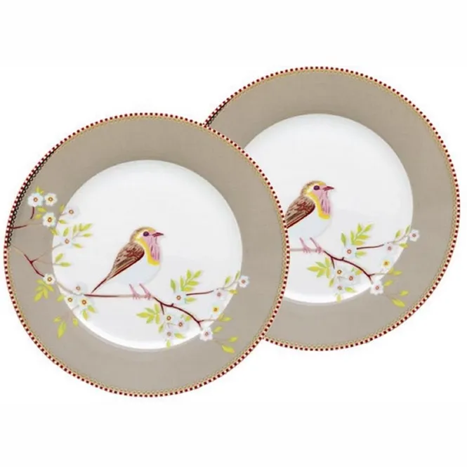 Assiette Plate Pip Studio Early Bird Khaki 21 cm (Lot de 2)