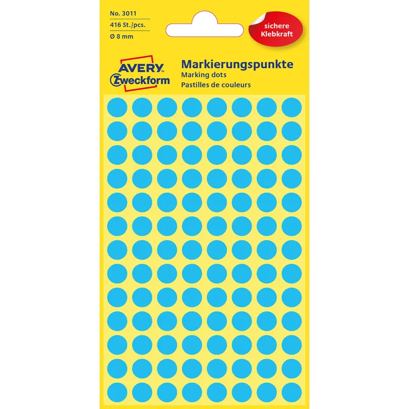 Avery Zweckform pastilles de couleur, 3011Z, 8 mm, bleu