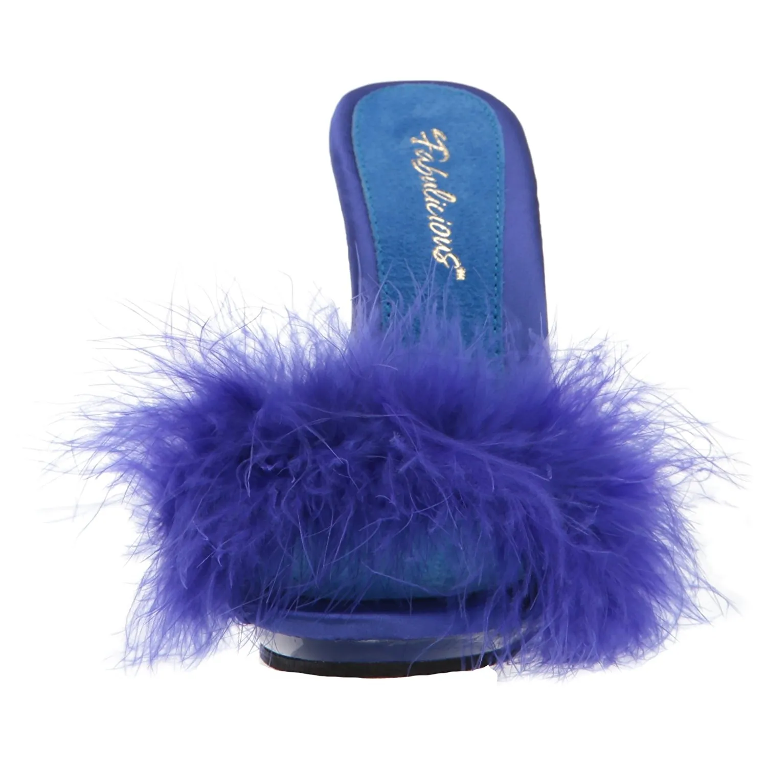 Bleu 13 cm POISE-501F plumes de marabout Mules Chaussures