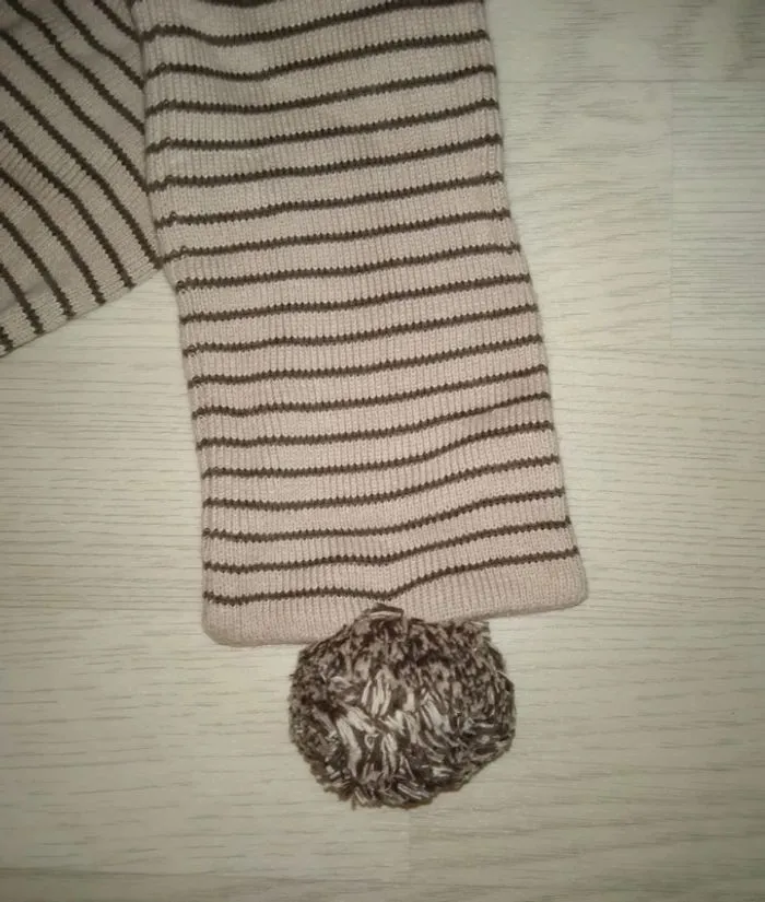 Bonnet écharpe à rayures marron et chien DPAM T. 18-23 mois - Du Pareil au Même | Beebs