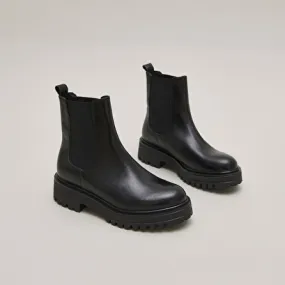 Boots à semelles crantées et élastiques en cuir noir pour Femme | Jonak