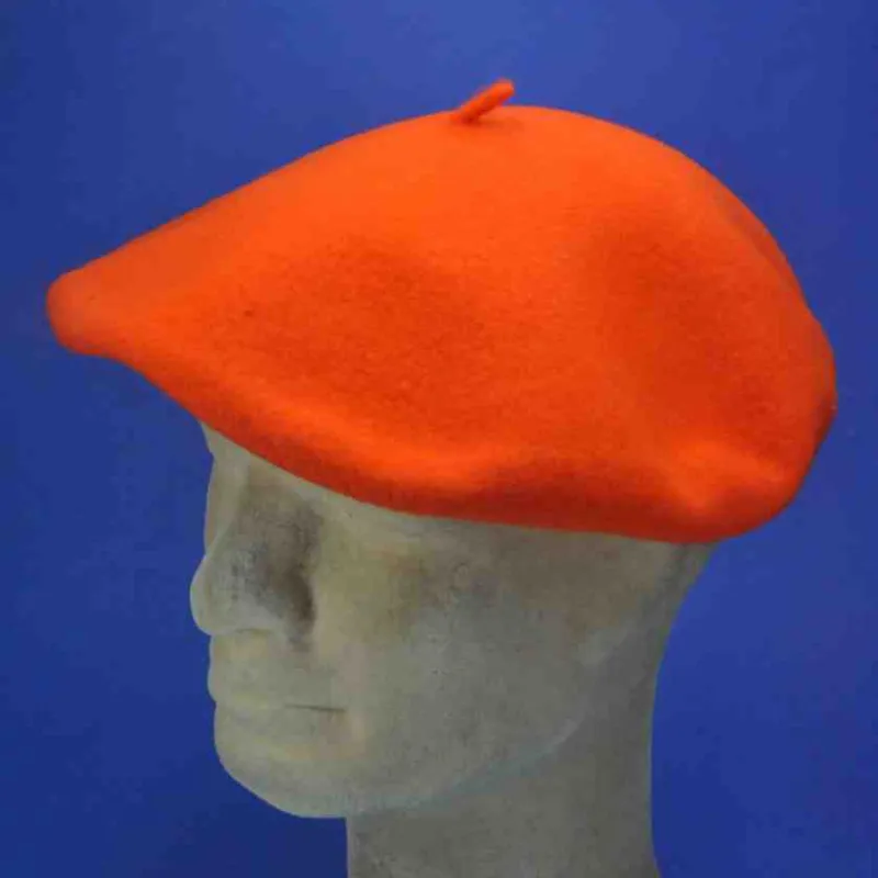 Béret pour la chasse, orange, en laine de mérinos | Chapeau homme
