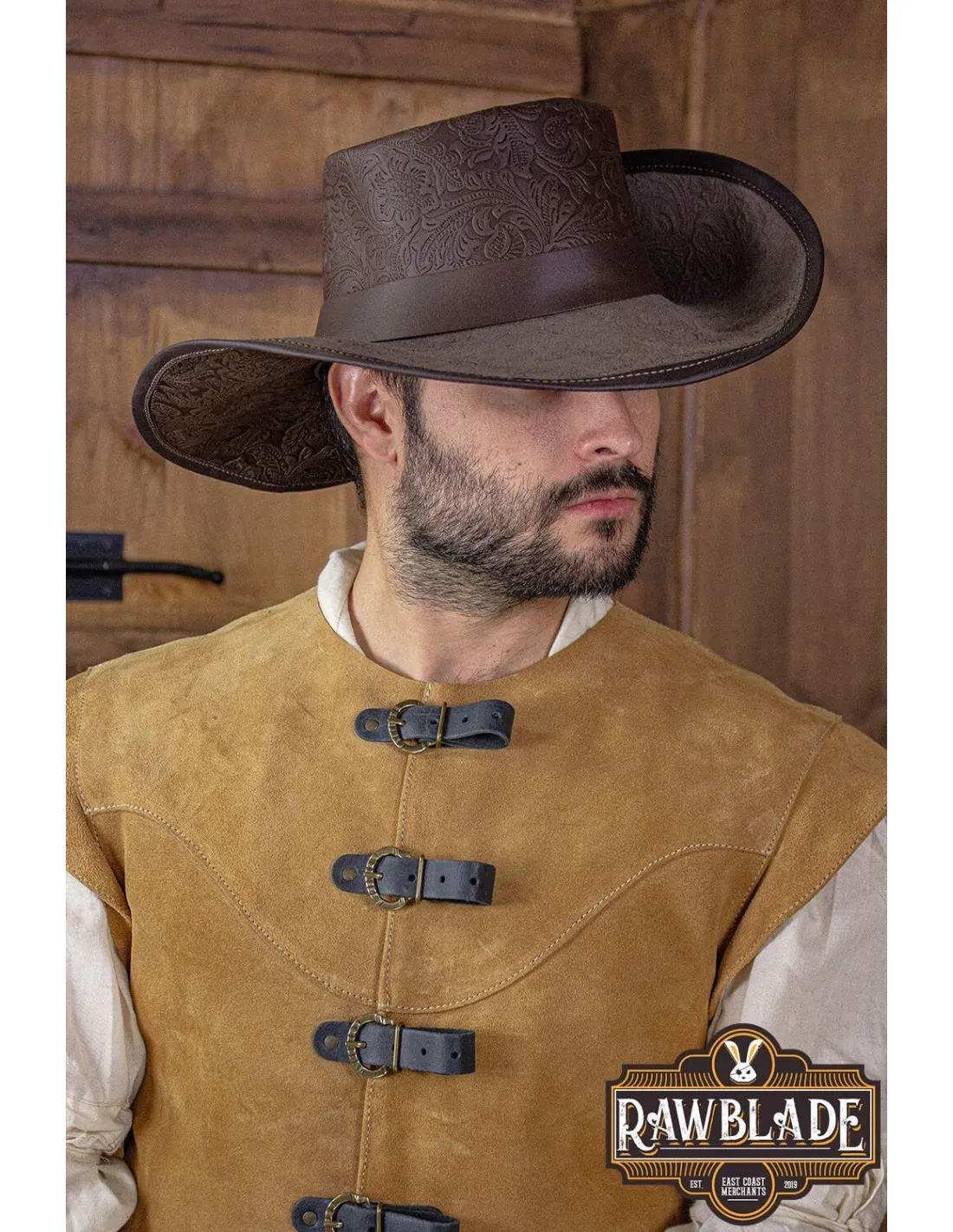 Chapeau Corsairs deluxe demi-bord, marron ⚔️ Boutique Épées