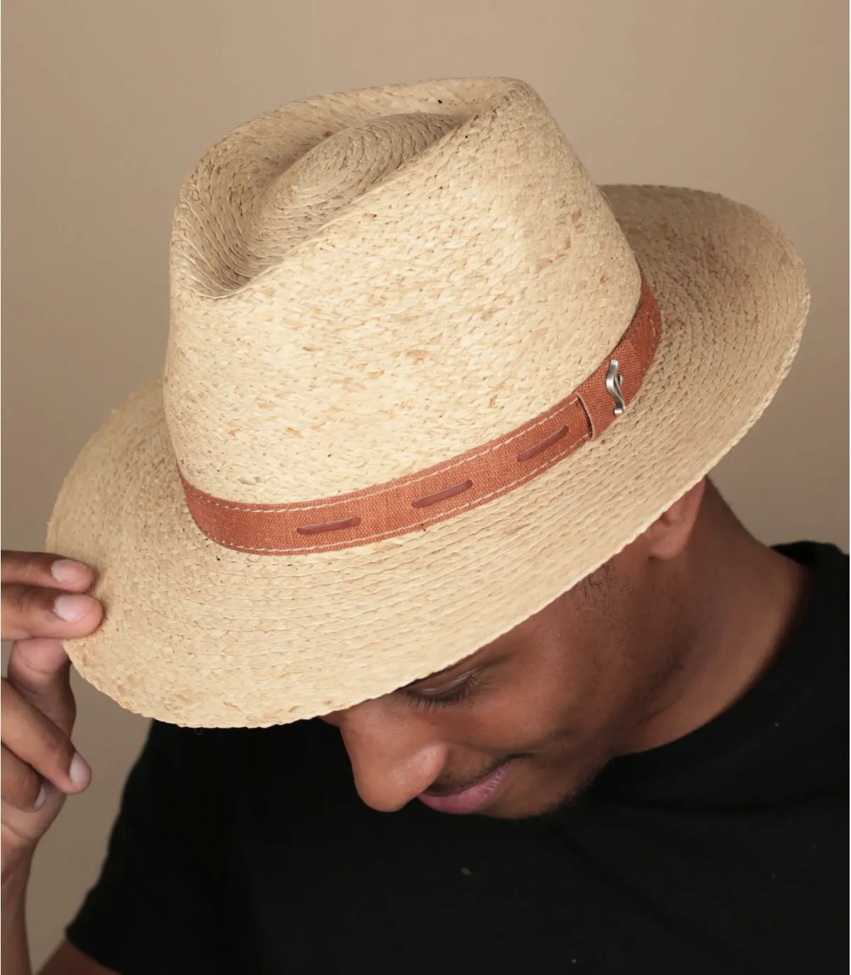 chapeau fedora paille - Franz Raphia marron Flechet : Headict
