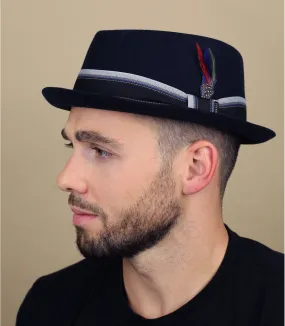 chapeau pork pie bleu marine - Diamond Woolfelt navy Stetson : Headict