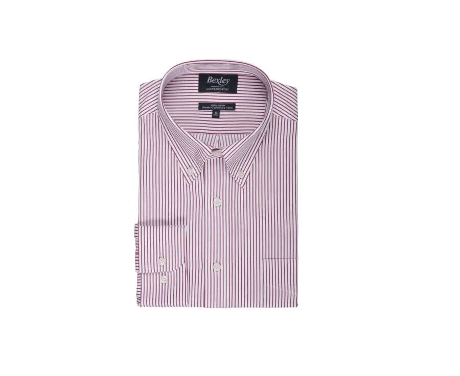 Chemise blanche à rayures rouges poche poitrine Broderick