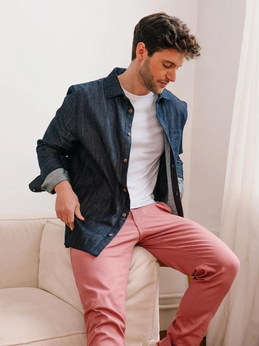 CHEMISE DENIM INDIGO 370  coton bio homme | 1083