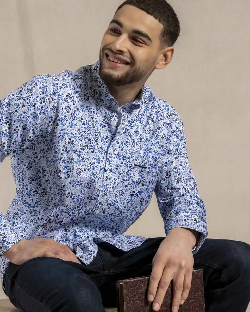 Chemise imprimé végétal blanc 