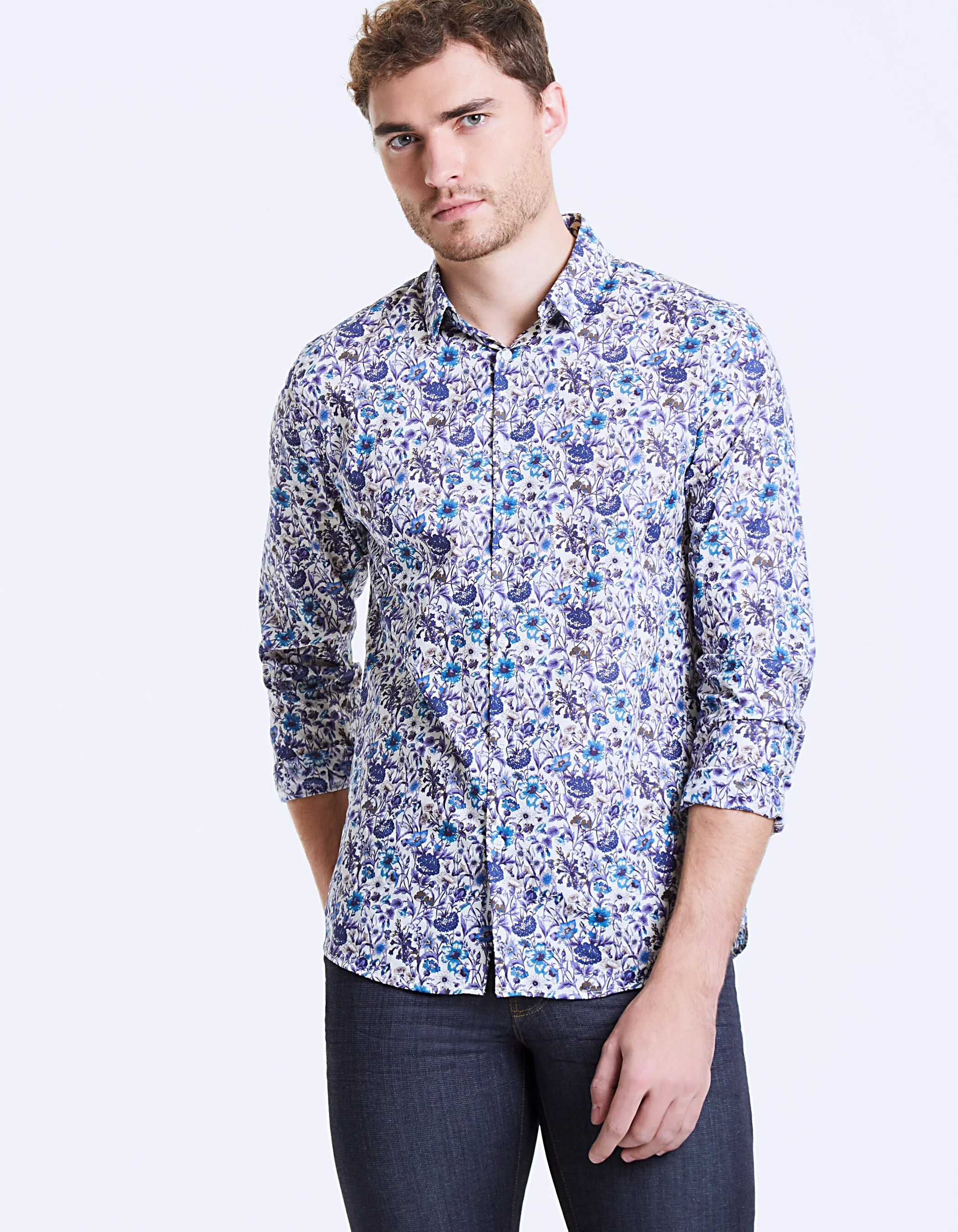 Chemise slim tissu Liberty à fleurs shadow Homme