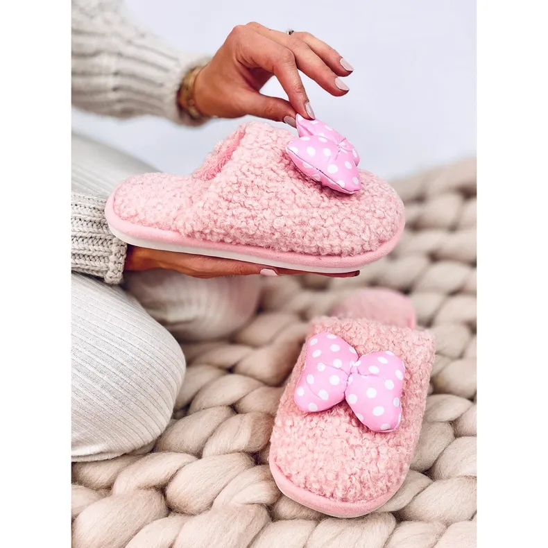 Child Chaussons enfants roses avec nœud