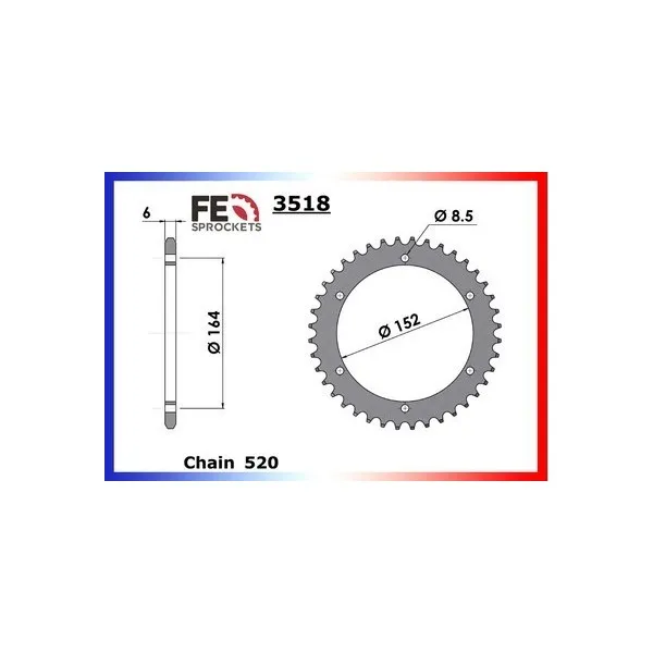 Couronne Arrière de transmission en Acier - XT - 400 - YAMAHA 1981-1982 