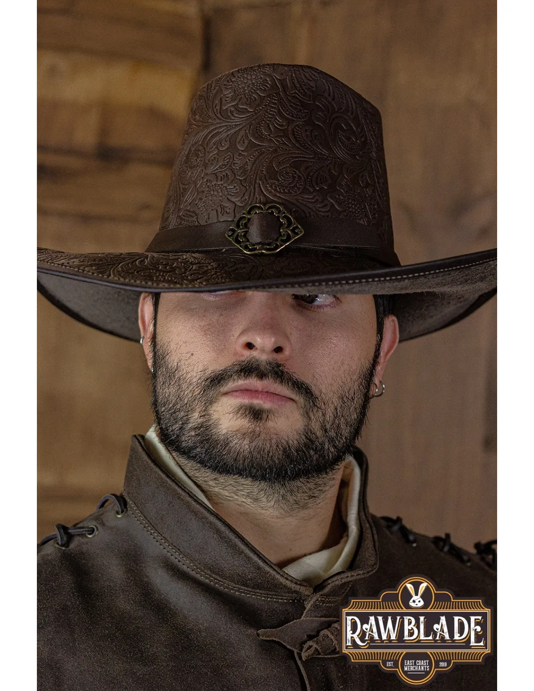 DelaCroix chapeau mousquetaires demi-bord deluxe, marron foncé ⚔️ Boutique Épées