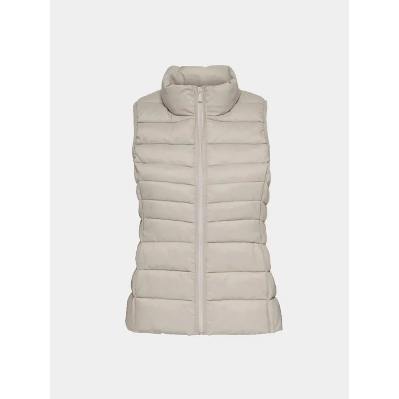 Doudoune sans manche velours rayia beige femme - Deeluxe | wimod