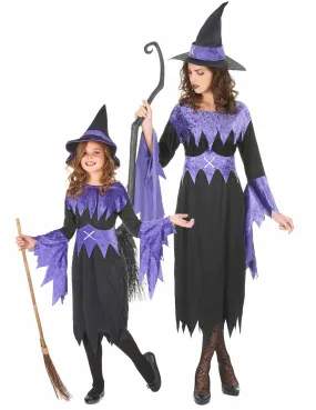 Déguisement de couple sorcières violettes Halloween mère fille : Deguise-toi, achat de Déguisements couples