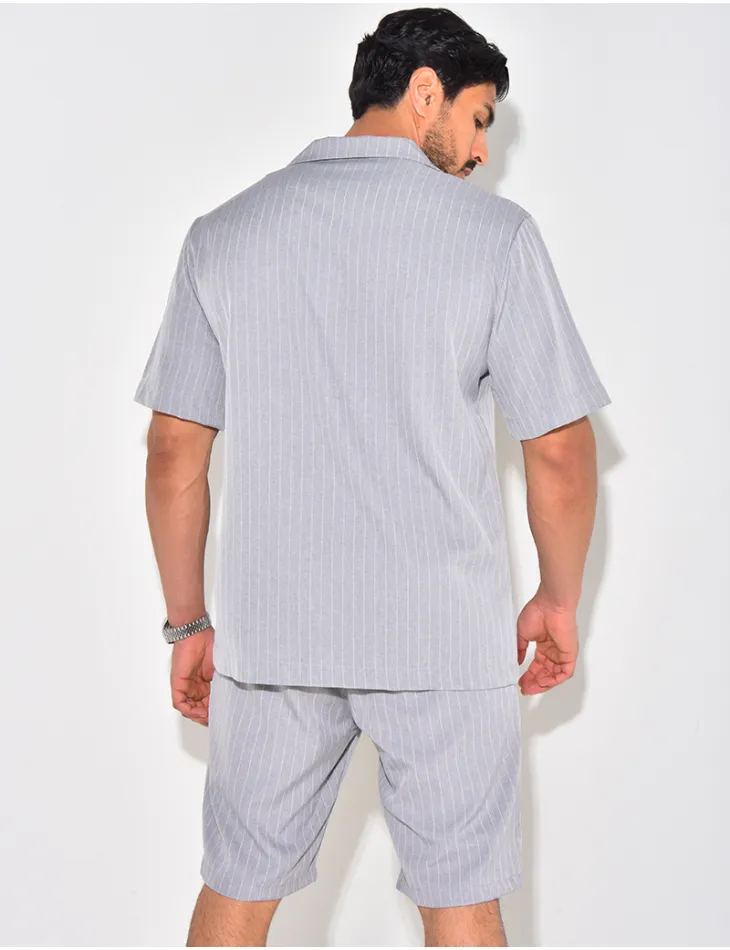 Ensemble short et chemise à rayures / 62591 - JEANS INDUSTRY