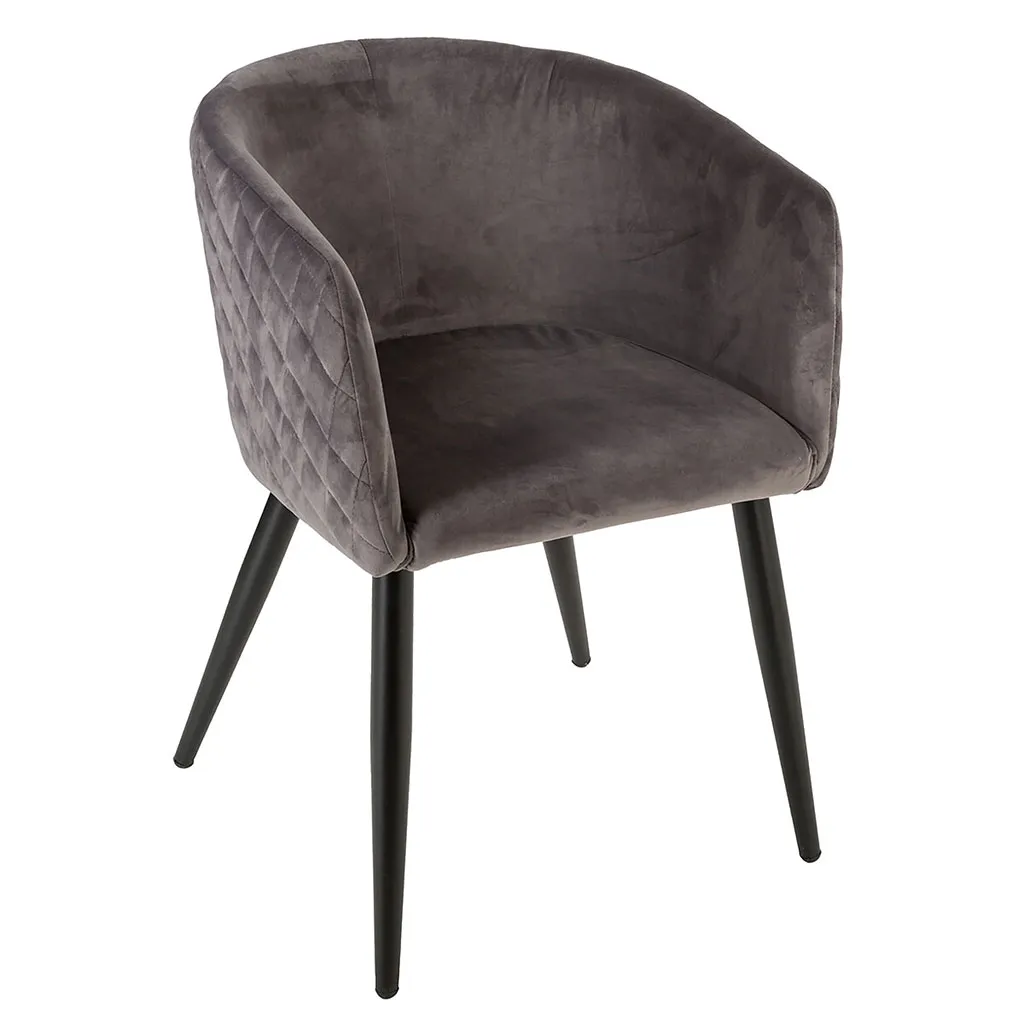 Fauteuil diner MARLO velours gris foncé 