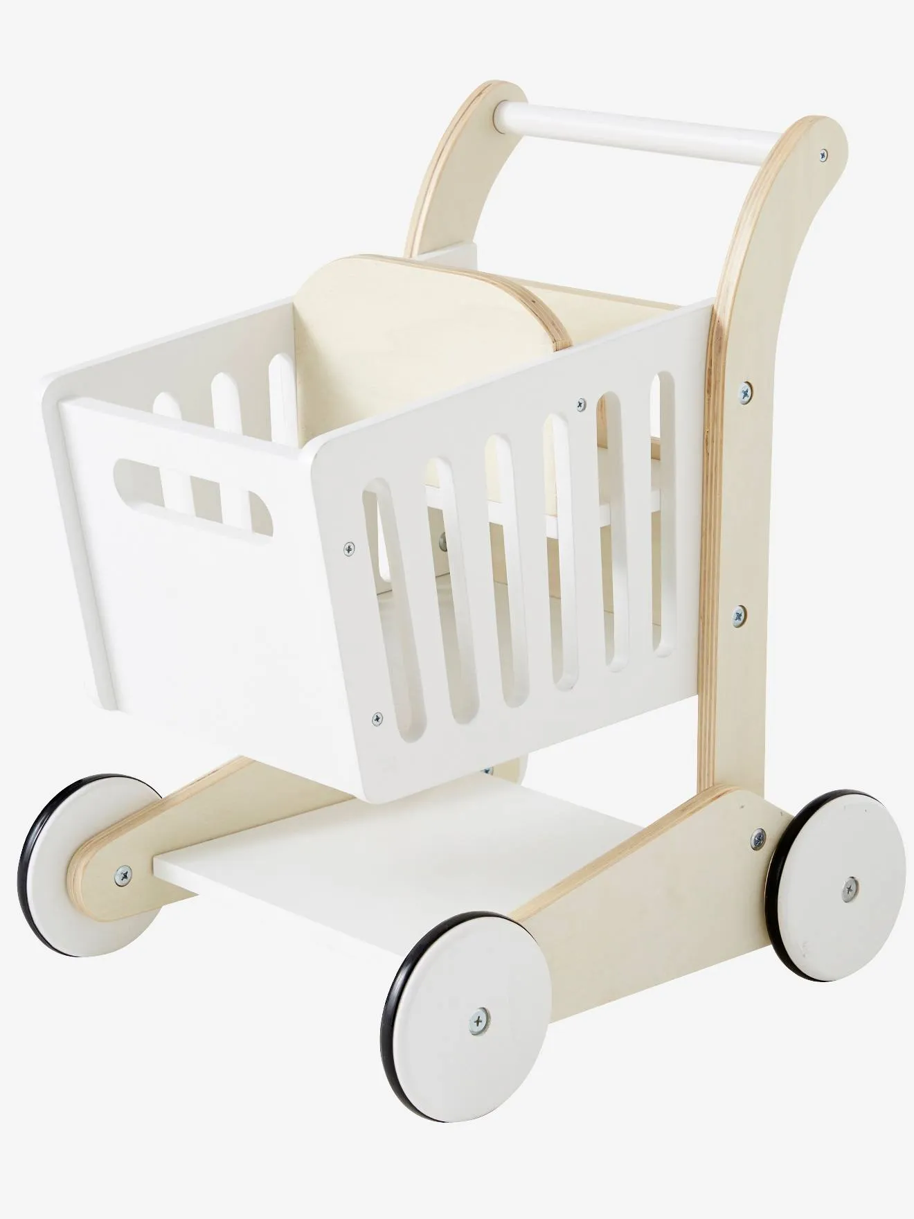 Grand chariot de course porte-poupée en bois FSC® blanc - Vertbaudet