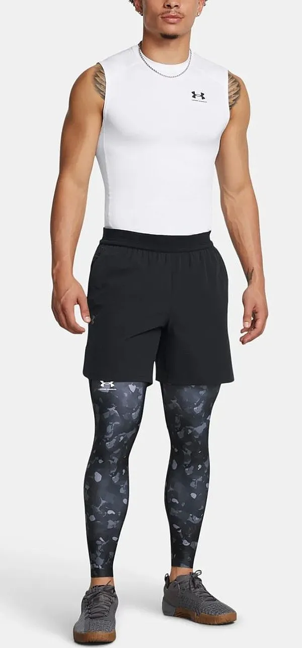 jambières Under Armour HeatGear Armour Printed - Black/White - men´s
