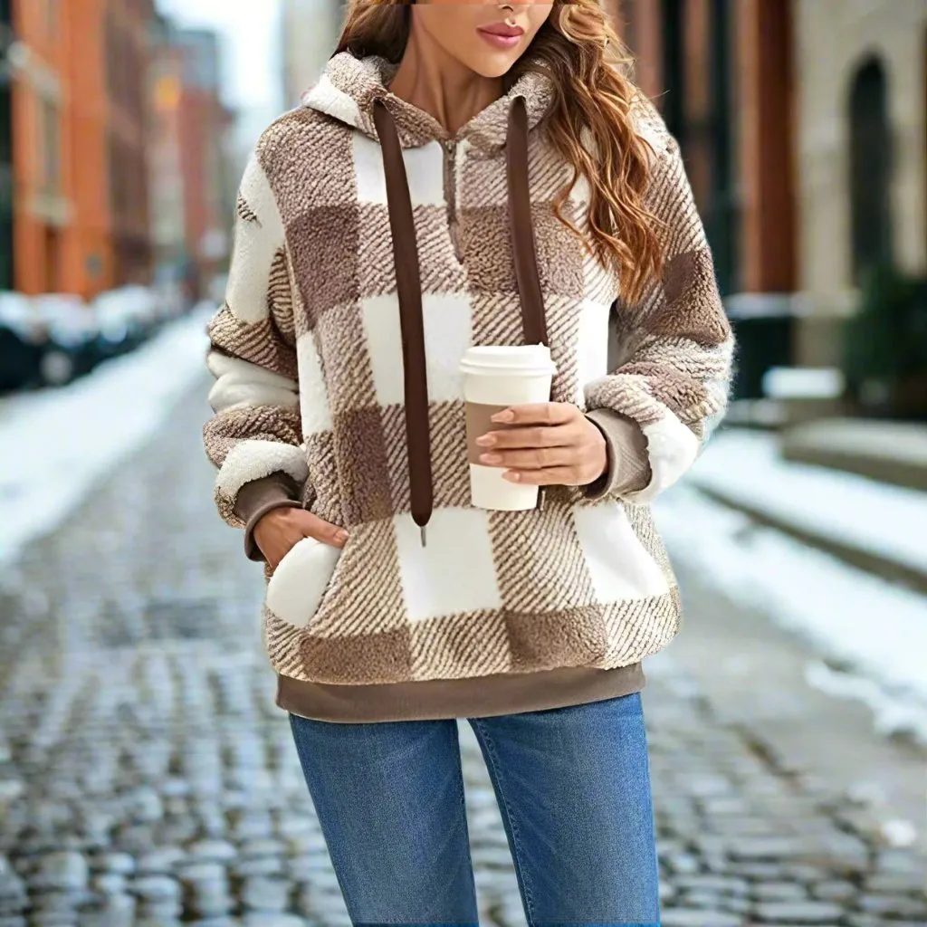 Jennica - Hoodie tendance avec zip à mi-hauteur