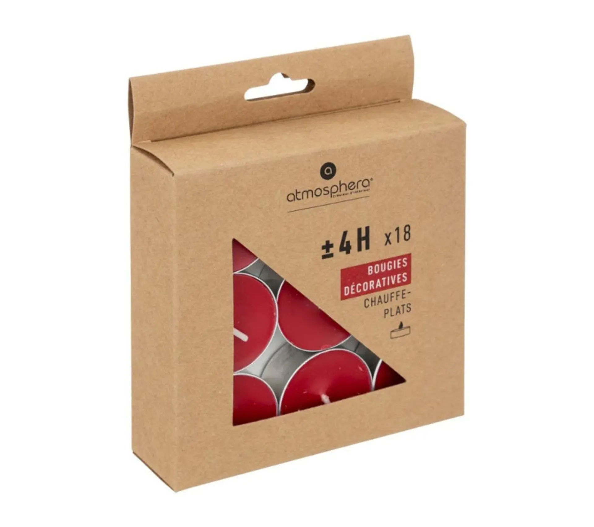 Lot De 18 Bougies Chauffe-plat "hugo" 3,7cm Rouge
