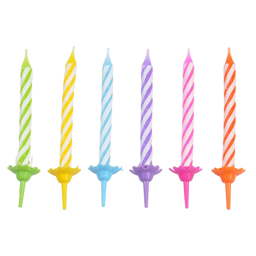 Lot de 24 bougies anniversaire multicolore 