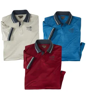 Lot de 3 Polos Effet Flammé