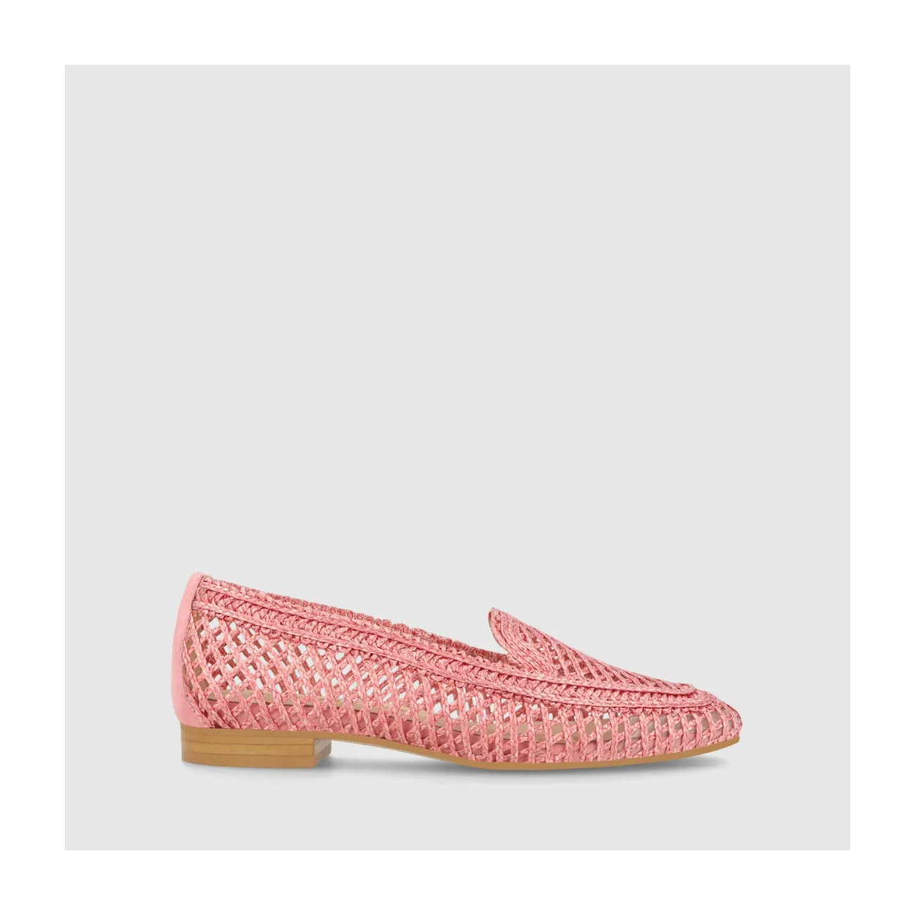 Mocassins plats femme en raphia tressé de couleur rose | LODI Chaussures pour femme en ligne.