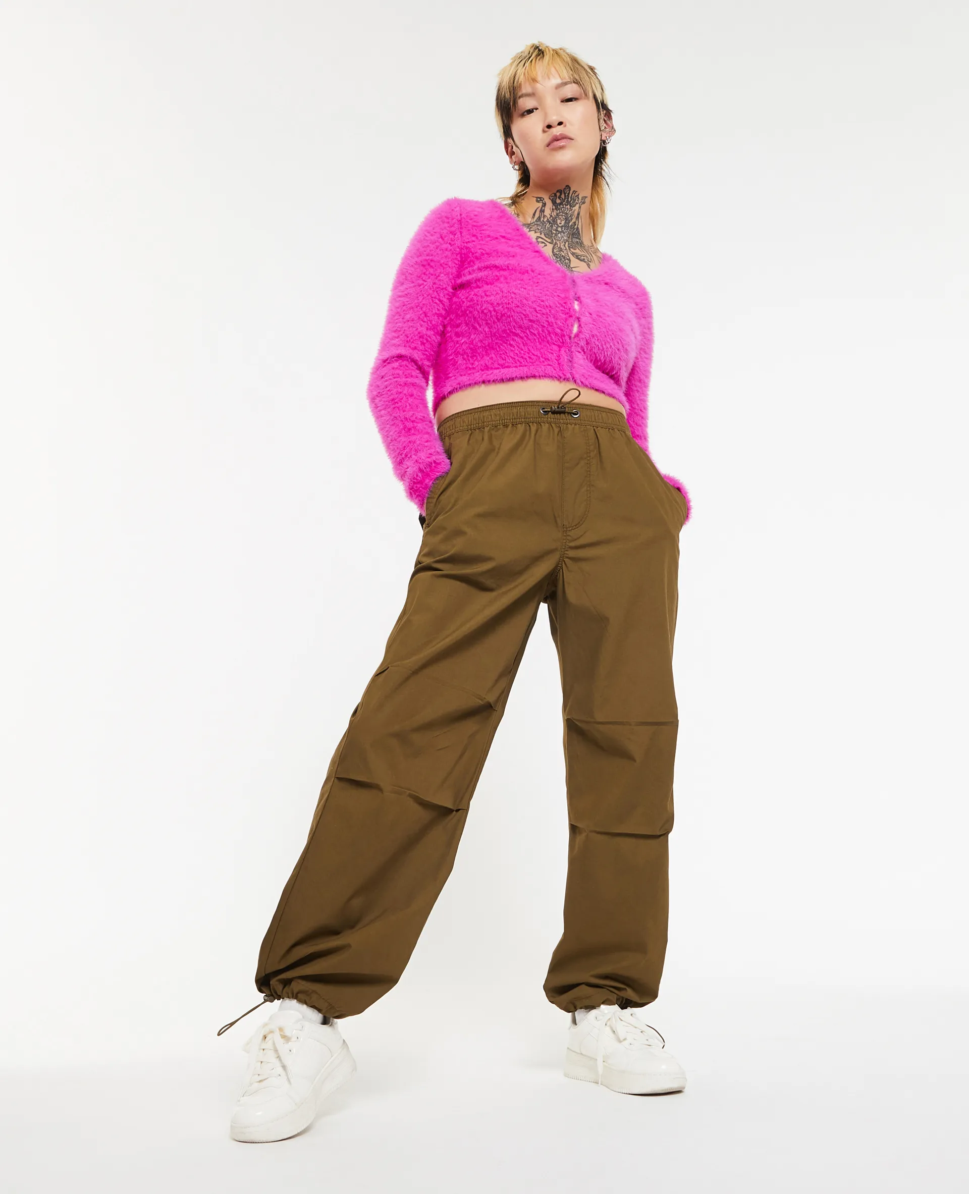 Pantalon parachute ceinture élastiquée