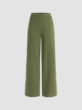  Pantalon à taille élastique texture unie