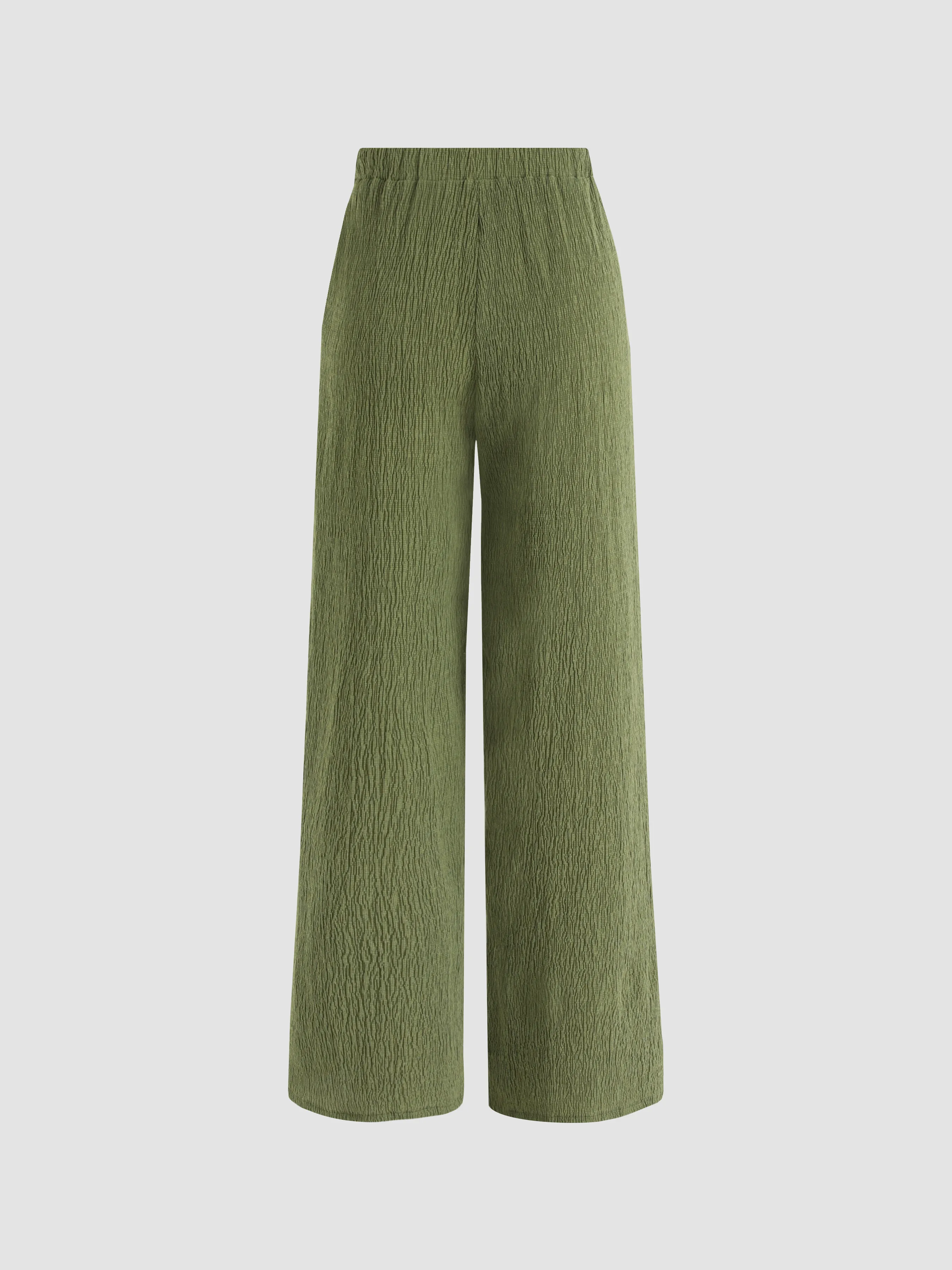  Pantalon à taille élastique texture unie