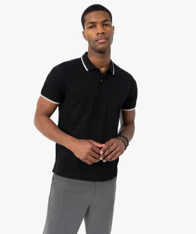polo a manches courtes et finitions contrastantes homme noir polos