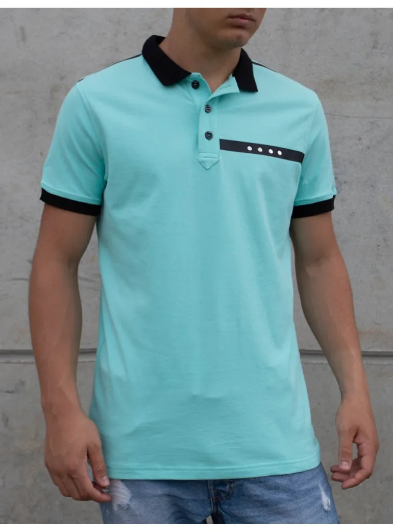 POLO BLEU TURQUOISE  HOMME
