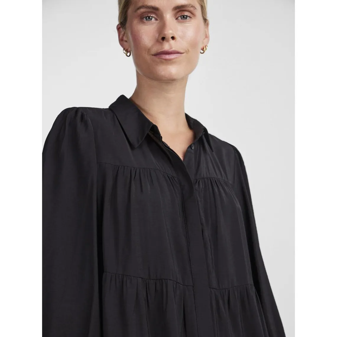Robe chemise noir en viscose Tess | 3 Suisses