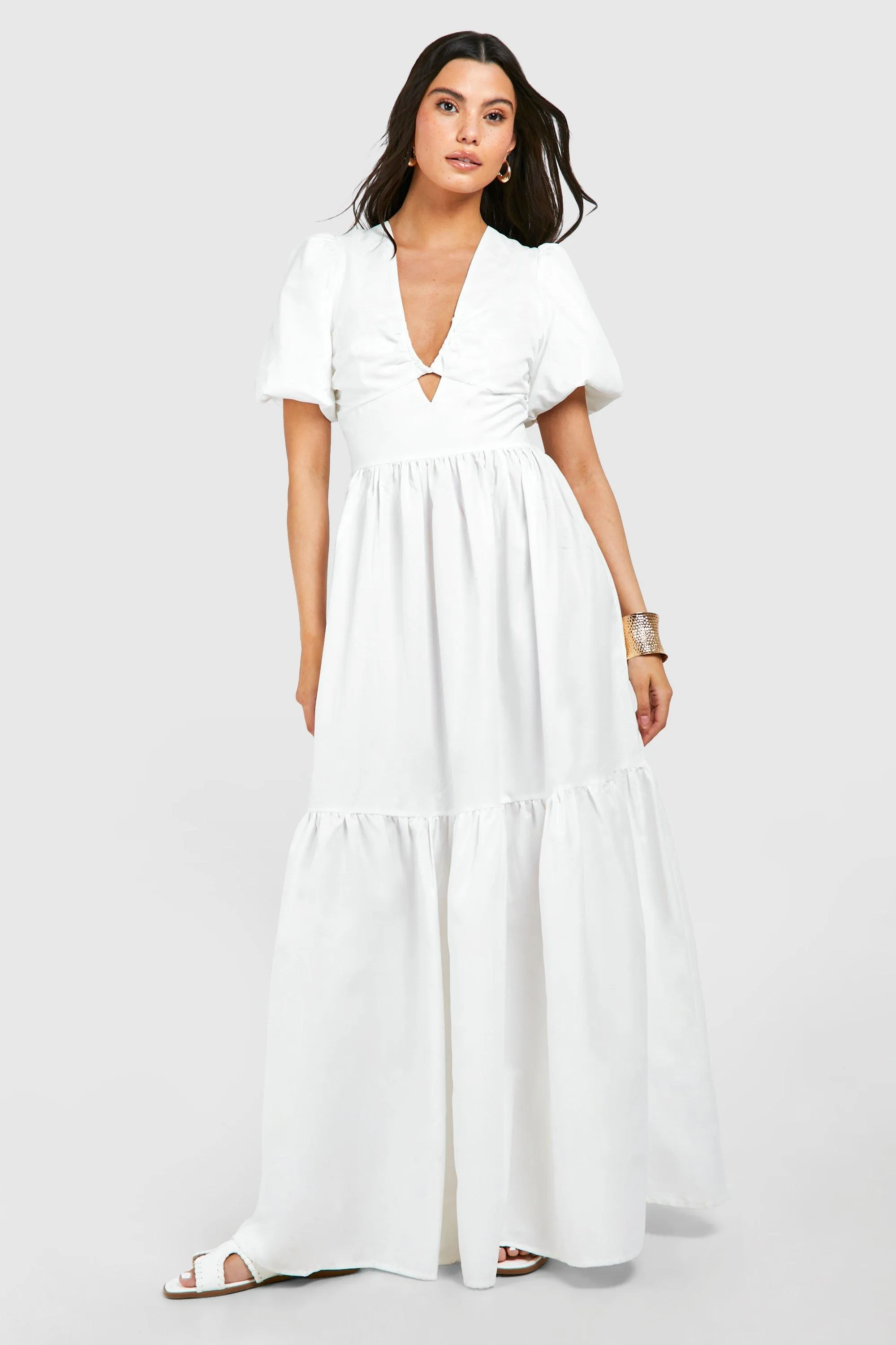 Robe longue froncée
