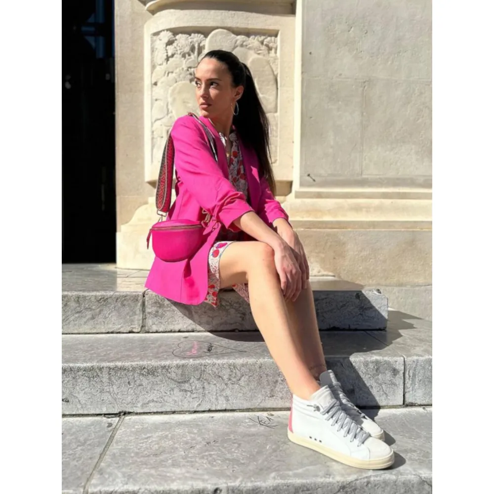 Sac banane en cuir avec bandoulière ethnique