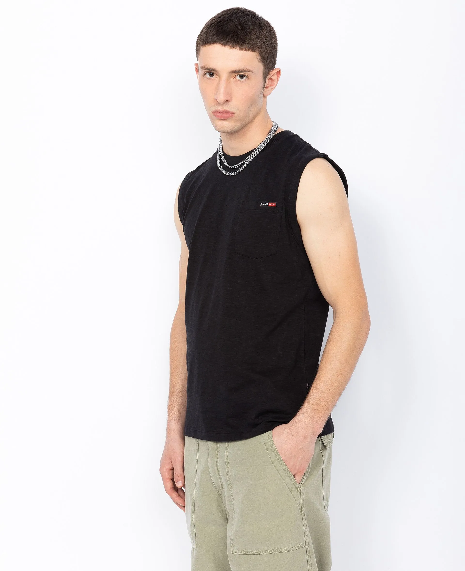 T-shirt sans manche effet flammé