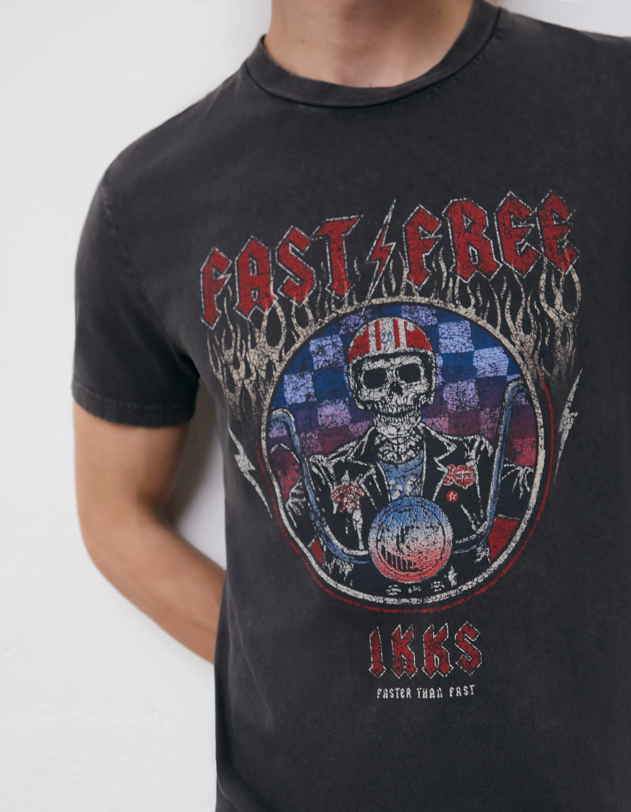 Tee-shirt anthracite à squelette-rider Homme