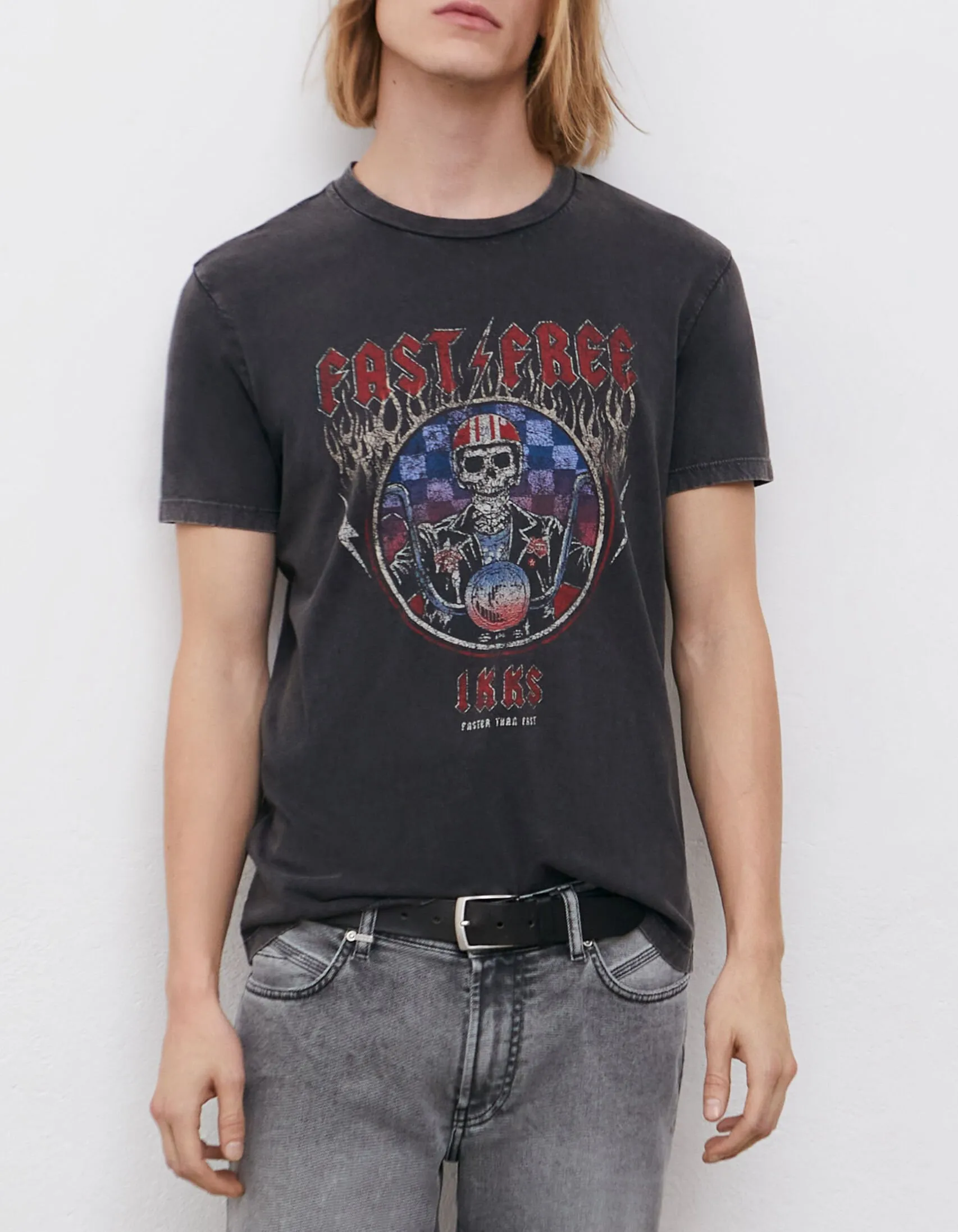 Tee-shirt anthracite à squelette-rider Homme