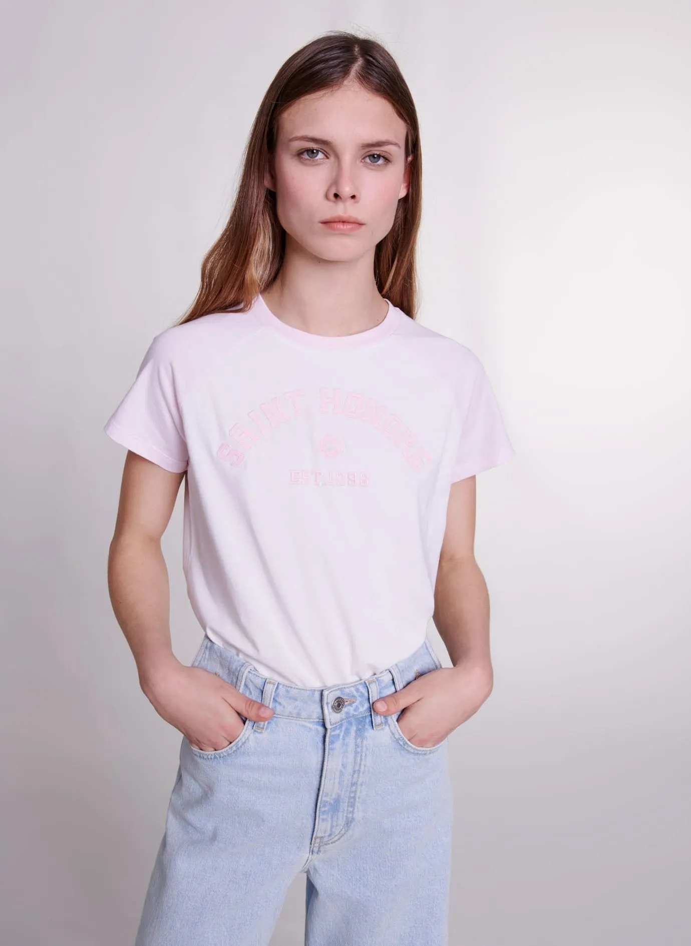 TEE-SHIRT DROIT COL ROND EN COTON - MAJE pour FEMME | Printemps