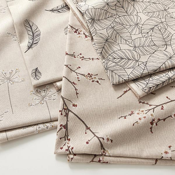 Tissu de décoration Semi-panama fleur de cerisier japonais – nature/bordeaux