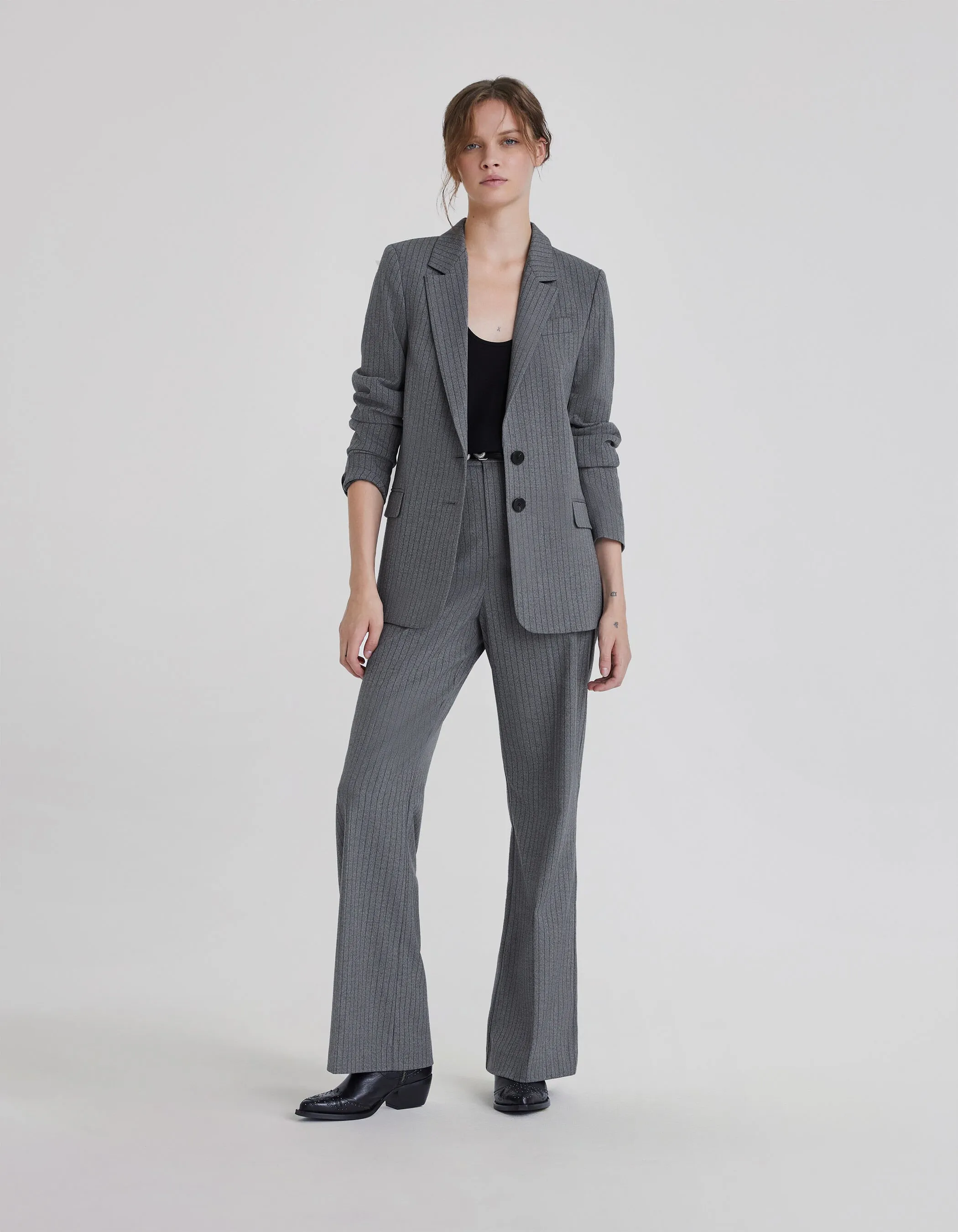 Veste de costume grise à rayures tennis Femme